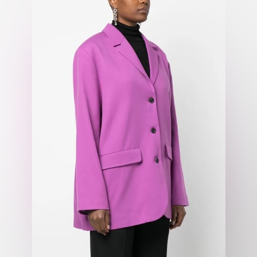 Stine Goya Single-breasted Recycled-blend Coat Blazer In Violett Sz Medium